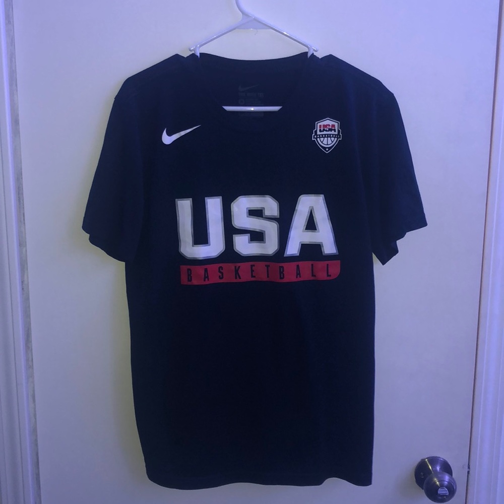 navy blue usa basketball tee